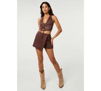 Pink Vanilla Suedette Skirt - Brown - L
