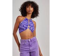 Pink Vanilla Swirl Print Halterneck Top In Purple Purple S