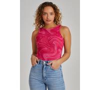 Pink Vanilla Swirl Print Mesh Sleeveless Bodysuit Pink 8