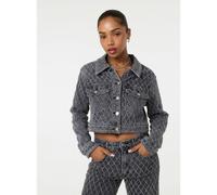 Pink Vanilla Textured Denim Jacket - UK 12 - Grey