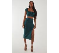 Pink Vanilla Textured Jersey Midi Skirt In Teal Teal L