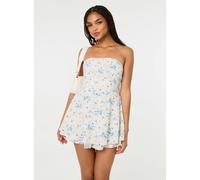 Pink Vanilla Tie Back Ditsy Bandeau Playsuit - M - Ivory