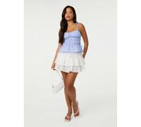 Pink Vanilla Tie Detail Stripe Top - S - Blue