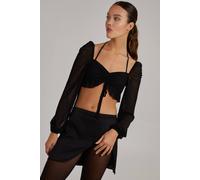 Pink Vanilla Tie Front Halterneck Top In Black Black 14