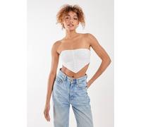 Pink Vanilla Tiger Print Textured Corset Top In Ivory Ivory 14