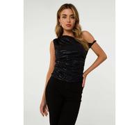 Pink Vanilla Twist Shoulder Disco Top - M - Black