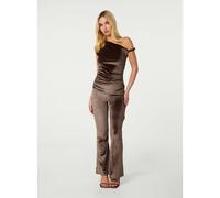 Pink Vanilla Velvet Flare Trousers - L - Brown
