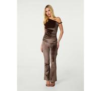 Pink Vanilla Velvet Flare Trousers - M - Brown