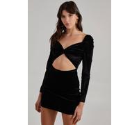 Pink Vanilla Velvet Twist Front Dress In Black Black 10