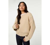Pink Vanilla Waffle Knit Crop Jumper - M-L - Stone