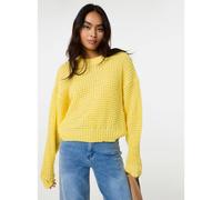 Pink Vanilla Waffle Knit Crop Jumper - S-M - Light Yellow