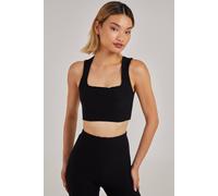 Pink Vanilla Waffle Texture Crop Top In Black Black 14