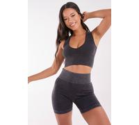 Pink Vanilla Washed Active Crop Top In Black Black S/M