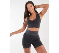Pink Vanilla Washed Active Crop Top - M-L - Black