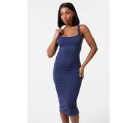 Pink Vanilla Washed Ribbed Racer Dress In Navy Navy M/L