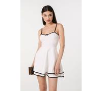 Pink Vanilla White Contrast Binding Tiered Mini Dress White M