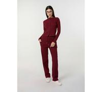 Pink Vanilla Wide Leg Ribbed Trousers - L - Wine