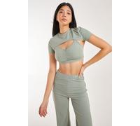 Pink Vanilla Women's 2in1 Super Soft Active Top in Green | Size: Medium Pink Vanilla Green M