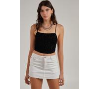 Pink Vanilla Women's Animal Flocked Corset Top in Black | Size: 10 Pink Vanilla Black 10