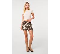 Pink Vanilla Women's Black Cow Print Denim Skirt | Size: 6 Pink Vanilla Black 6