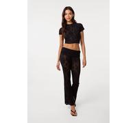 Pink Vanilla Women's Black Crochet Lace Baby Tee | Size: Medium/Large Pink Vanilla Black M/L