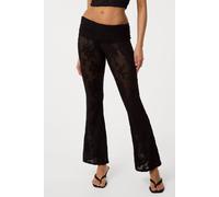 Pink Vanilla Women's Black Crochet Lace Flare Trousers | Size: S/M Pink Vanilla Black S/M