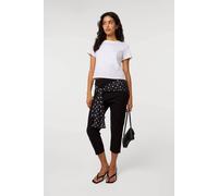 Pink Vanilla Women's Black Mesh Polka Dot Tie Capri Trousers | Size: S/M Pink Vanilla Black S/M