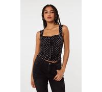 Pink Vanilla Women's Black Polka Dot Hook & Eye Crop Top | Size: Medium Pink Vanilla Black M