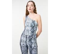 Pink Vanilla Women's Black Snake Asymmetric Top | Size: Medium Pink Vanilla Black M