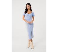 Pink Vanilla Women's Blue Front Split Floral Midi Dress | Size: 6 Pink Vanilla Blue 6