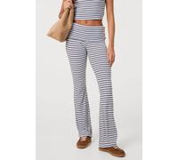 Pink Vanilla Women's Blue Stripe Turnover Trousers | Size: Small Pink Vanilla Blue S