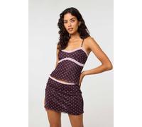 Pink Vanilla Women's Brown Polka Dot Lace Trim Cami | Size: Small Pink Vanilla Brown S