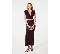 Pink Vanilla Women's Brown Ruched Shoulder Crop Top | Size: Medium Pink Vanilla Brown M