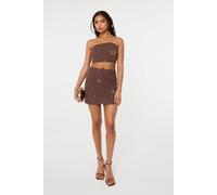 Pink Vanilla Women's Brown Sequin Embroidered Mini Skirt | Size: Small Pink Vanilla Brown S