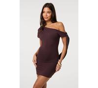 Pink Vanilla Women's Brown Soft Cotton Asymmetric Tie Sleeve Dress | Size: Large Pink Vanilla Brown L