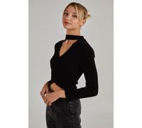 Pink Vanilla Women's Choker Twist Front Knit Top in Black | Size: Small Pink Vanilla Black S