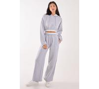 Pink Vanilla Women's Contrast Waist Band Wide Joggers in Grey | Size: Medium Pink Vanilla Grey M