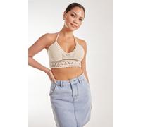 Pink Vanilla Women's Crochet Bralette in Stone Pink Vanilla Stone One Size