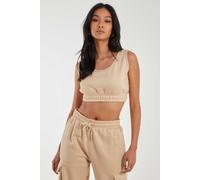Pink Vanilla Women's Cropped Lounge Bralette in Stone | Size: Large Pink Vanilla Stone L