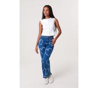 Pink Vanilla Women's Dark Blue Spray Heart Detail Jeans | Size: 8 Pink Vanilla Dark Blue 8