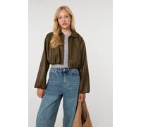 Pink Vanilla Women's Dark Green Faux Leather Puffball Jacket | Size: S/M Pink Vanilla Dark Green S/M