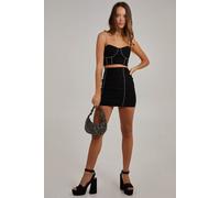 Pink Vanilla Women's Diamante Embellished Mini Skirt in Black | Size: 14 Pink Vanilla Black 14