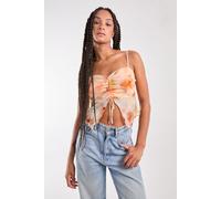 Pink Vanilla Women's Distressed Mesh Butterfly Cami Top in Orange | Size: Large Pink Vanilla Orange L
