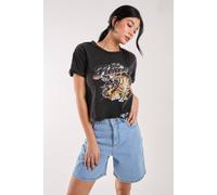 Pink Vanilla Women's Fierce Graphic Distressed Washed Tee in Black | Size: S/M Pink Vanilla Black S/M