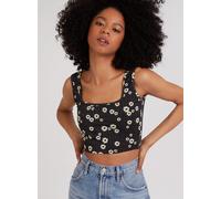 Pink Vanilla Women's Floral Crop Top in Black | Size: Large Pink Vanilla Black L
