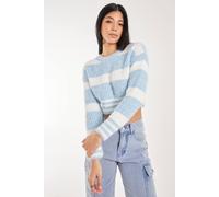 Pink Vanilla Women's Fluffy Cropped jumper in Blue | Size: S/M Pink Vanilla Blue S/M