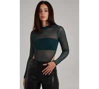 Pink Vanilla Women's Glitter Long Sleeve Bodysuit in Teal | Size: 8 Pink Vanilla Teal 8