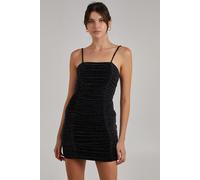 Pink Vanilla Women's Glitter Ruched Mini Dress in Black | Size: 10 Pink Vanilla Black 10