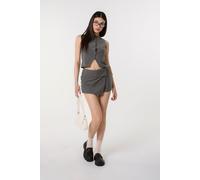 Pink Vanilla Women's Grey Pinstripe Waistcoat | Size: Medium Pink Vanilla Grey M