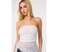 Pink Vanilla Women's Ivory Asymmetric Diamante Bandeau Top | Size: Large Pink Vanilla Ivory L